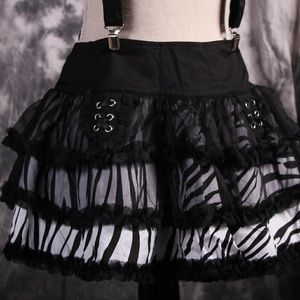 BNWT Zebra Print Ruffled Skirt Living Dead Souls